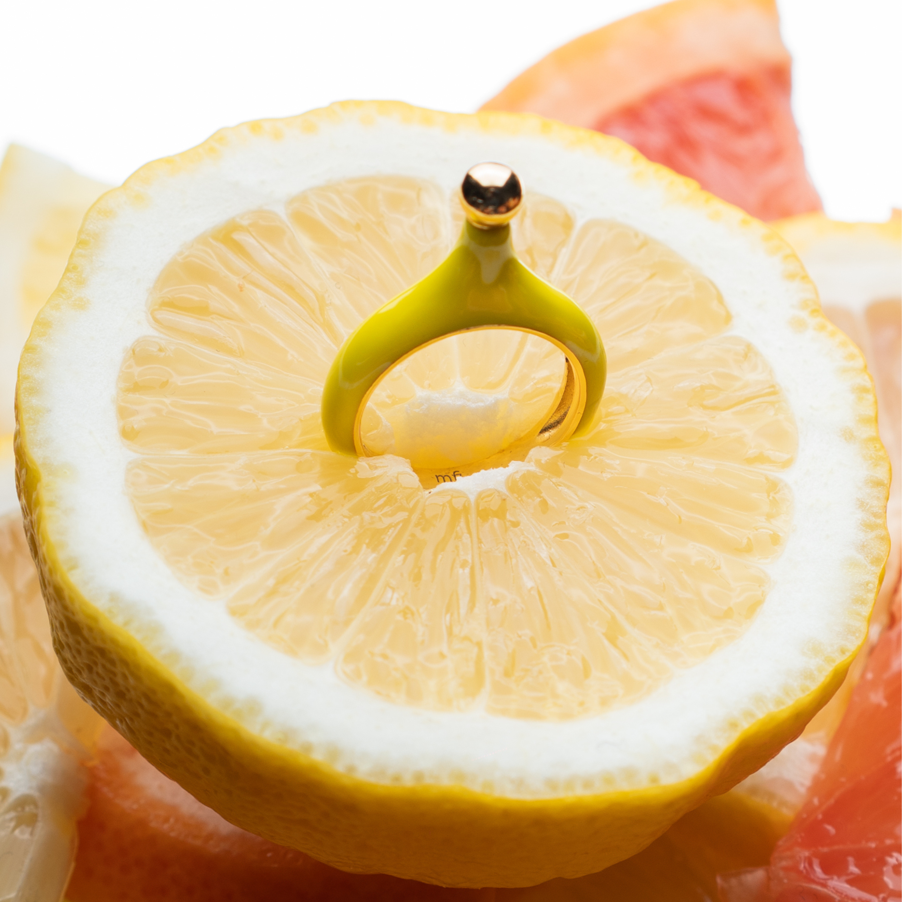 Anello smaltato gambo Giallo